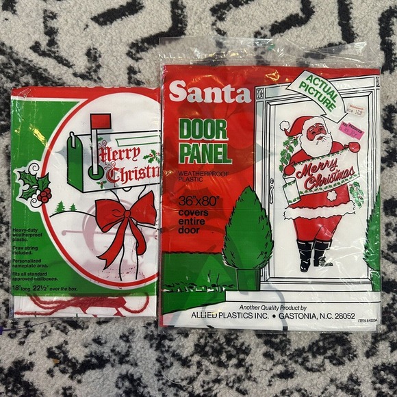 VTG New Lot Merry Christmas Santa Door & Mailbox Covers Panel Plastic Deadstock - Picture 1 of 4